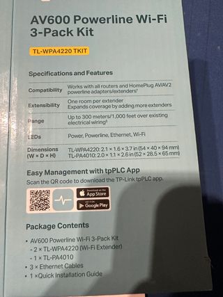 TP-Link Powerline AV600 Wi-Fi Kit 3 Peças