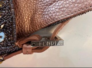 Borsa Fendi a pois marrone e oro