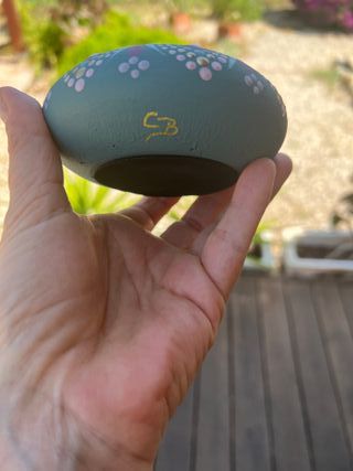 Portavelas cerámica pintado a mano