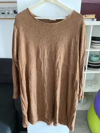 Vestido punto marrón manga larga