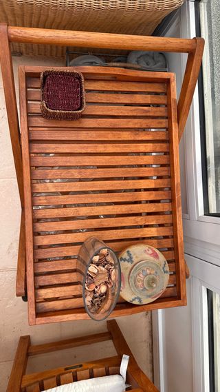 Carrito camarera madera botellero portavasos