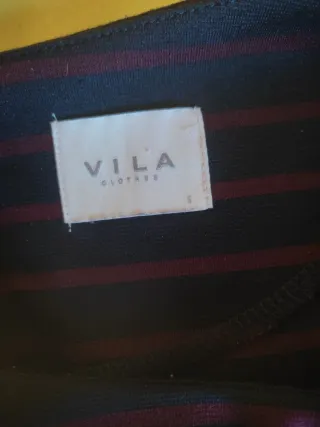 Vestido VILA rayas azul marino y rosa