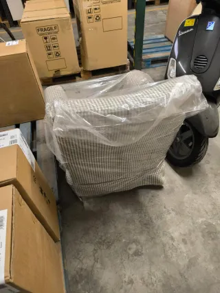 Sillón de tela a cuadros