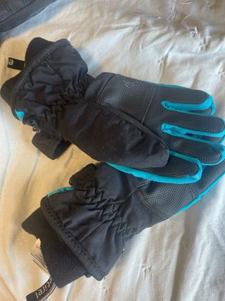 Guantes esquí niño negros y turquesa dos pares 3/4
