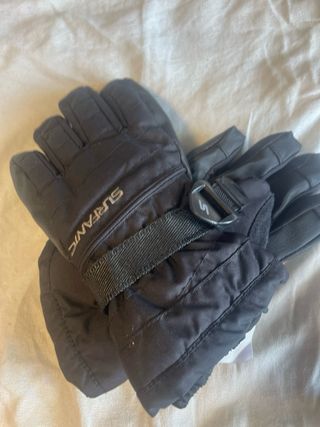 Guantes esquí niño negros y turquesa dos pares 3/4