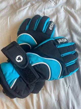Guantes esquí niño negros y turquesa dos pares 3/4