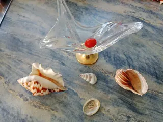 Centro de mesa cristal y caracolas