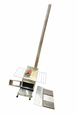 Mini Estufa a leña o carbón metal con ventana .