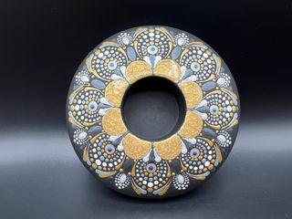 Portavelas cerámica pintado a mano