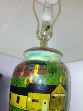 Lámpara de mesa cerámica pintada