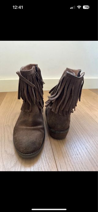 Botines flecos serraje TABACO talla 38