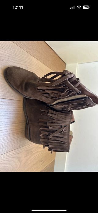 Botines flecos serraje TABACO talla 38