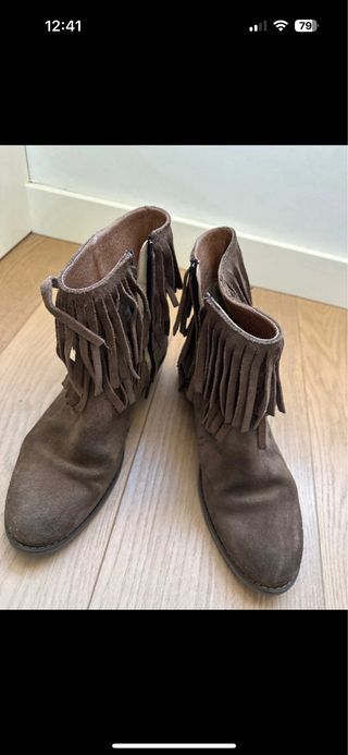 Botines flecos serraje TABACO talla 38