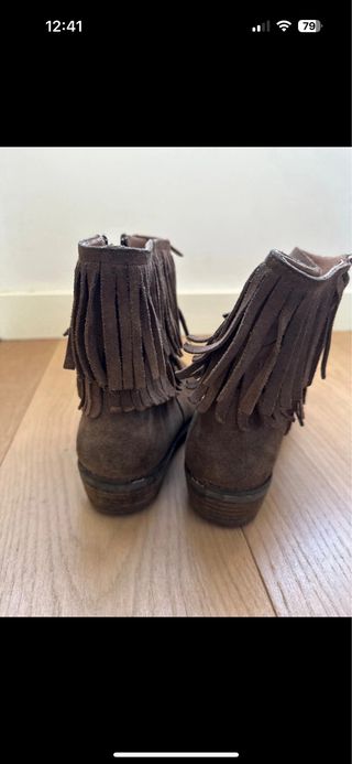 Botines flecos serraje TABACO talla 38