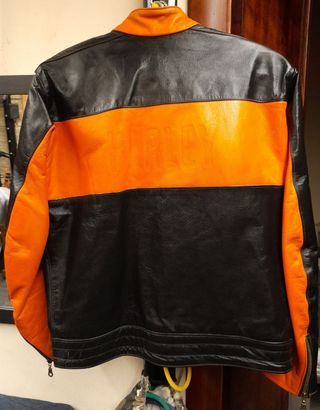 Chaqueta Cuero Silmar Talla 50 Negra/Naranja