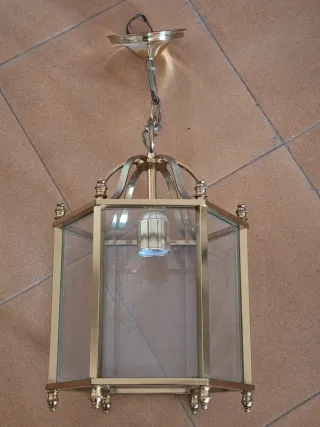 Lámpara de bronce y cristal