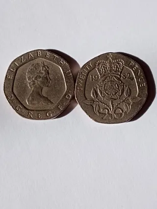 Moneda 20 peniques Inglaterra 1982