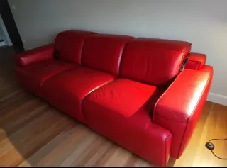 Sofá Natuzzi Iago piel rojo sofa