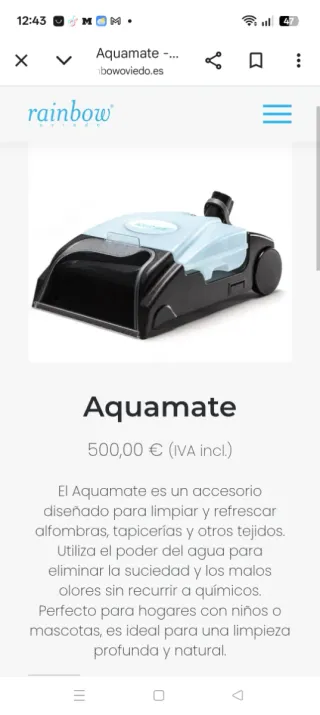 Aspiradora Rainbow con limpiador alfombras