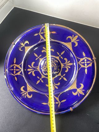 Plato Pared Vintage Azul y Dorado Rostro Clásico