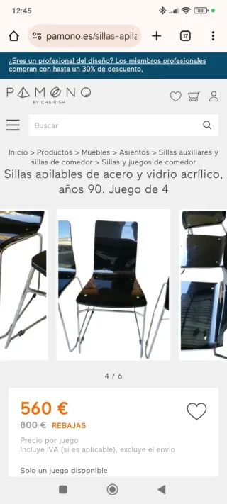 40€ le 4 Sedie italiane moderne