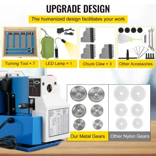 Mini Tornio da Banco in Metallo Potenza 550 W 220V