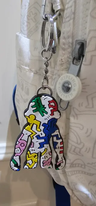 Mochila Kipling Mini Keith Haring Blanca
