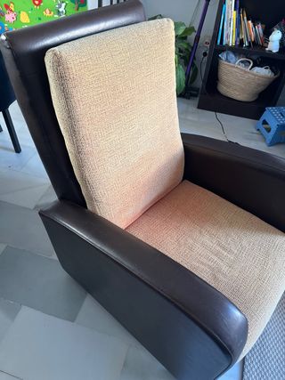 Sillón reclinable tela y piel