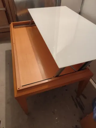 Mesa de centro elevable cristal y madera