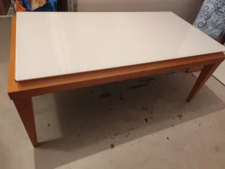 Mesa de centro elevable cristal y madera