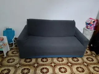 Divano tessuto grigio e blu