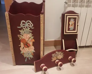 Paragüero, perchero y guarda llaves rústico