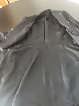 Chaqueta larga vestir volantes azul marino