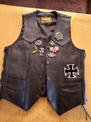 Chaleco motero cuero mujer. Talla 36.