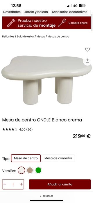 Mesa centro moderna asimétrica blanca