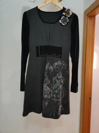 Vestido boutique gris y negro talla M- L