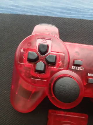Mando PS2 Inalámbrico Rojo Transparente