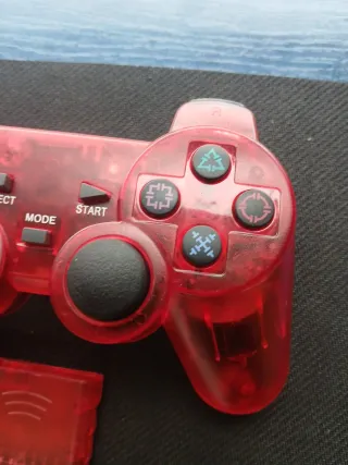 Mando PS2 Inalámbrico Rojo Transparente