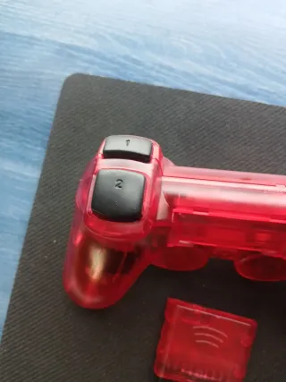 Mando PS2 Inalámbrico Rojo Transparente