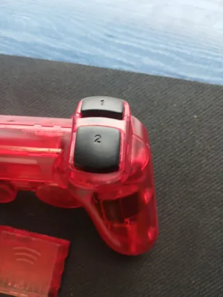 Mando PS2 Inalámbrico Rojo Transparente