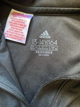 Sudadera Adidas negra 1/4 cremallera. Talla 13/14