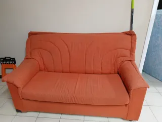 Sofá 2 plazas naranja tela