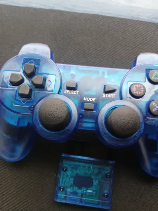 Mando PS2 Inalámbrico Azul Transparente