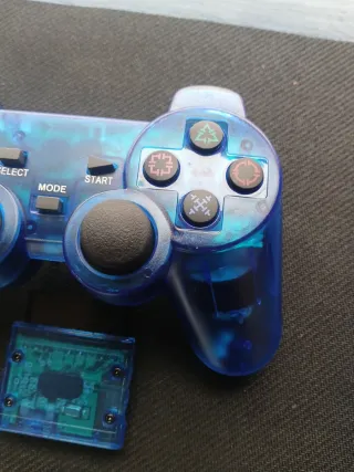Mando PS2 Inalámbrico Azul Transparente