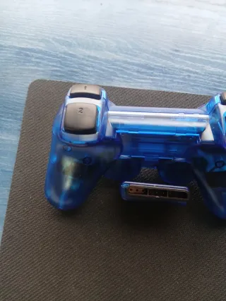 Mando PS2 Inalámbrico Azul Transparente