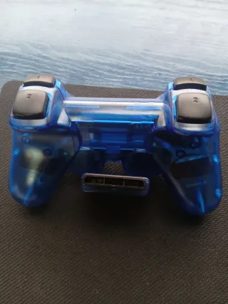 Mando PS2 Inalámbrico Azul Transparente