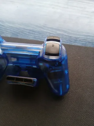 Mando PS2 Inalámbrico Azul Transparente