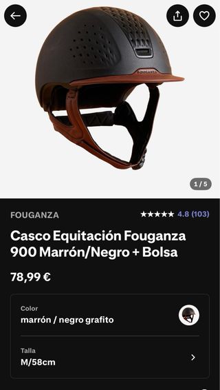 Casco de equitación negro con visera