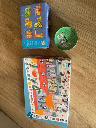 Lote 3 juegos: puzzles de marca Djeco y Dobble