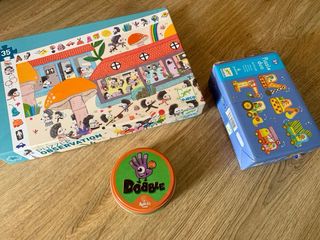 Lote 3 juegos: puzzles de marca Djeco y Dobble